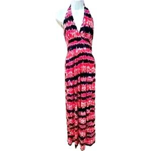 Tart Babydoll Women Small Halter Dress Maxi Tie Dye Boho Festival Resortwear 70s